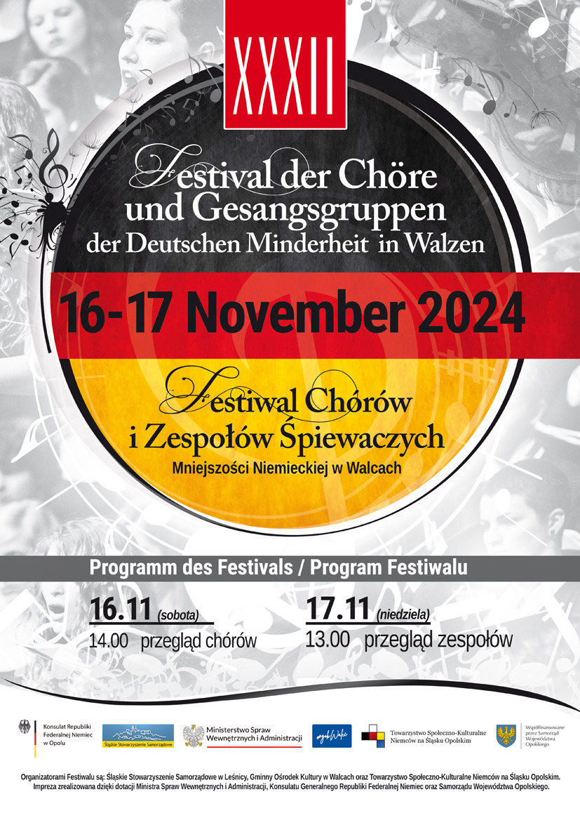 WALCE | 32. FESTIWAL CHÓRÓW I ZESPOŁÓW ŚPIEWACZYCH MNIEJSZOŚCI NIEMIECKIEJ W WALCACH