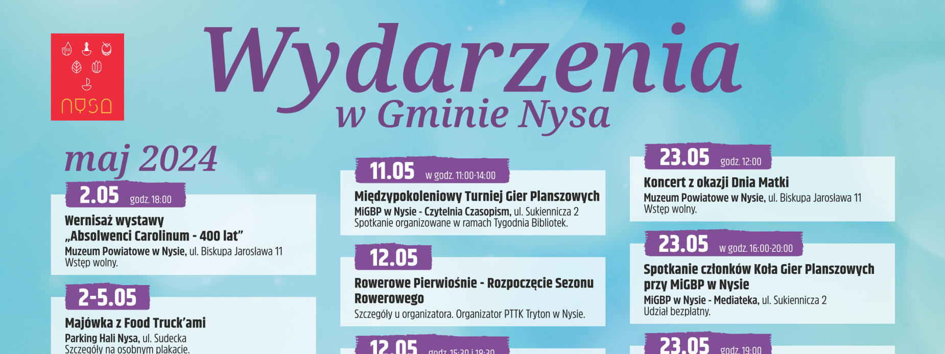 NYSA | WYDARZENIA W GMINIE NYSA - MAJ 2024